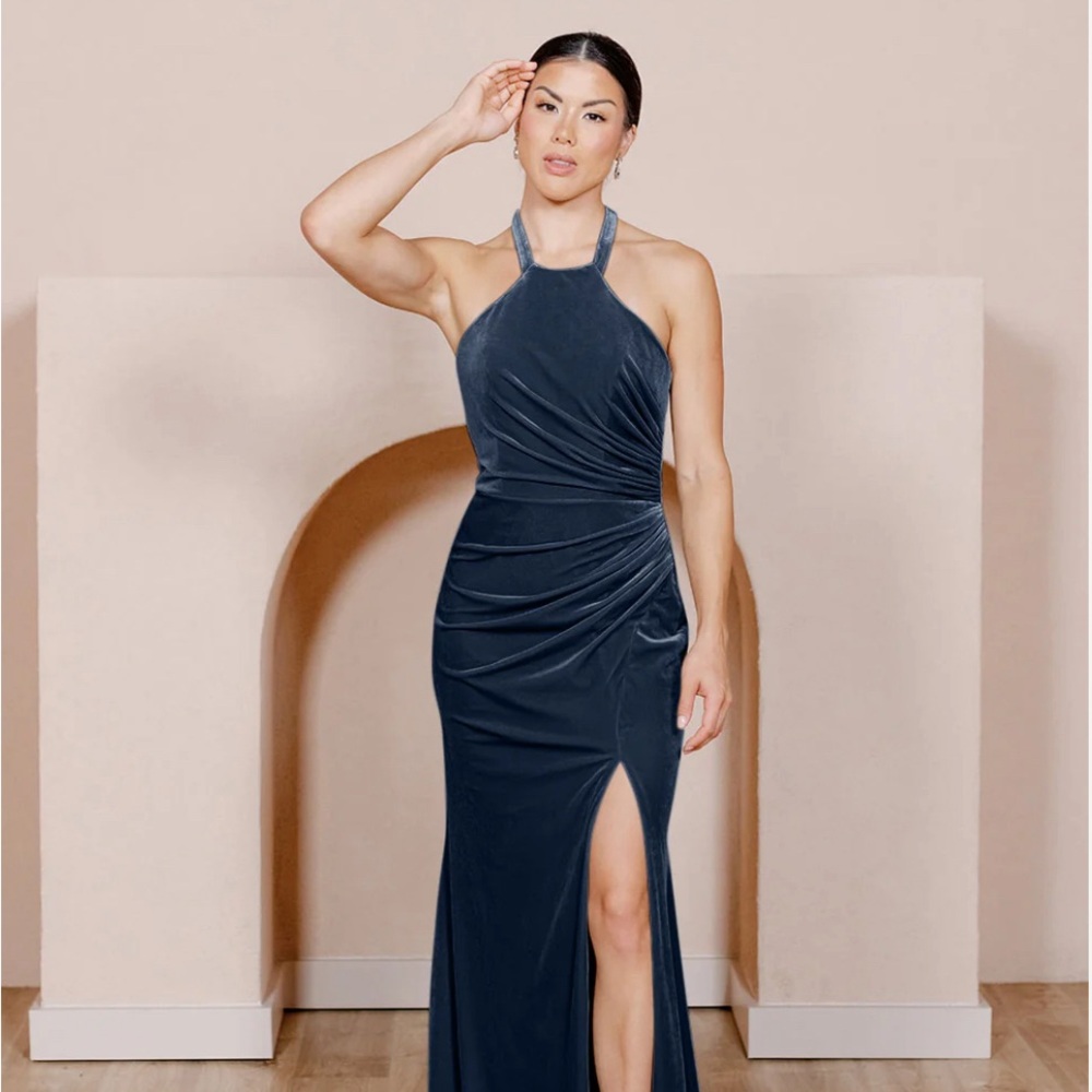 VELVET REVELRY FALLON DRESS WORN ONCE ROYAL BLUE